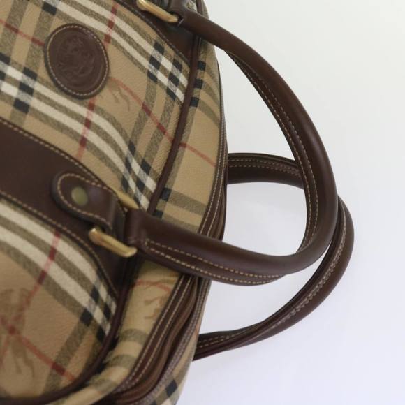 Burberrys Nova Check Hand Bag PVC Leather Beige Auth 69121 - Picture 14 of 16